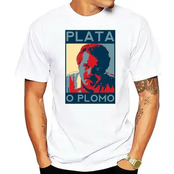 Sportas, žmogaus T-shirt Plata O Plomo Vyrų užsakymą Pablo Escobar Sidabro arba Švino ali marškinėliai black Anime medvilnės Vasaros Mados T-Shirt