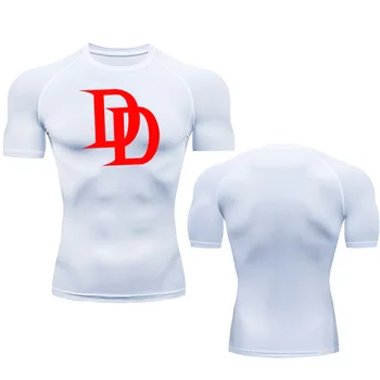 Vasaros White T-shirt Vyrai Veikia Suspaudimo Marškinėliai Kultūrizmo Greitai džiūstantis Viršutinis Sporto, Bėgimas ilgomis rankovėmis apsauga nuo Saulės