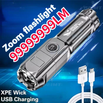 XPE Nešiojamas Super Ryškus Žibintuvėlis USB Įkraunamas Žibintuvėlis Multi-Priartinimo funkcija Fakelais Mini Apšvietimas Vandeniui Kempingas Šviesos