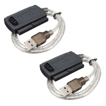 2X USB 2.0 Male IDE, SATA 2.5 Colių, 3.5 Colių Konverteris Adapterio Kabelį Kietasis Diskas HDD Black