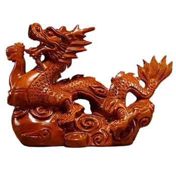 Medžio Drožyba Dragon Papuošalai Kinų Zodiako Dragon Kieto Medžio Drožybos Amatų Namų Kambarį Biuro Apdailos Figūrėlės