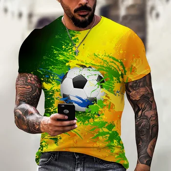 Naujas Greitai-Džiovinimo Vyrų Futbolo Marškinėlius Sporto 3D Atspausdintas Futbolo Negabaritinių O-kaklo Mados Marškinėlius Vyrų Vasaros Marškinėliai