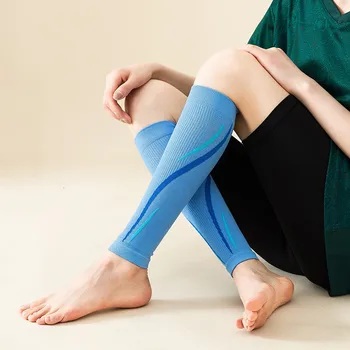 1Pair Mezgimo Blauzdos Suspaudimo Įvorė Suspaudimo Kojų Movos Footless Suspaudimo Puskojinės padeda Shin įtvarai Apsaugai Rankovėmis