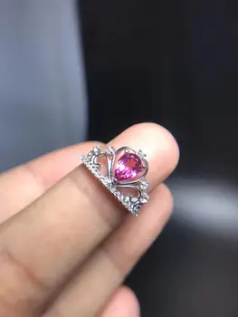 crown stiliaus natūralus rožinis topazas gemstome žiedas moterims, papuošalai nekilnojamojo 925 sidabro gamtos perlas mergina gimtadienio dovana pasisekė birthstone