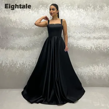 Eightale Elegantiškas vakarinę Suknelę Spageti Dirželis-Line Satininiu Oficialų Grindų Ilgis arabų Prom Šalis, Chalatai chalatas de femme soirée
