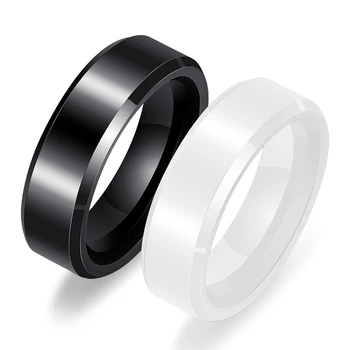 Mados 6 mm pločio juoda balta Žiedai Kosmoso keramikos papuošalų žiedas Didmeninė paprasta uodega žiedas vyrų ir moterų partijos priedai