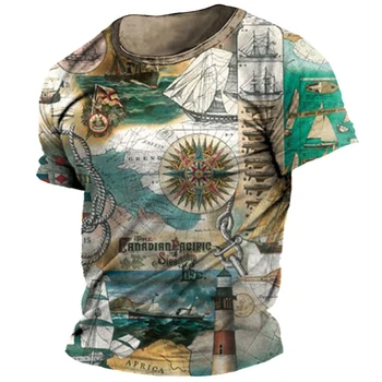 Jūrmylių Tema Vyrų T-Shirt 3d Print T-Shirt Vyrai Drabužių Streetwear Atsitiktinis Negabaritinių Viršūnes Trumpas Rankovėmis Marškinėliai Vyrų Vasaros Tees