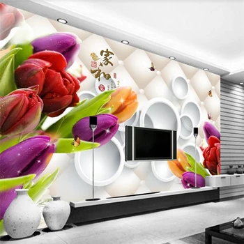 Beibehang Užsakymą tapetai 3D sienos dailininko ir turtingas minkštas krepšys tulpių stereo TV fono sienos kambarį miegamasis 3d tapetai