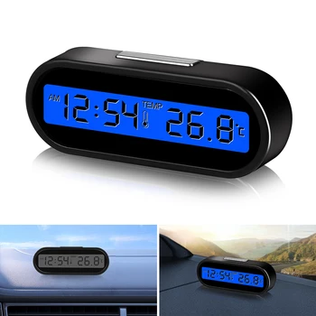 Automobilių Mini Elektroninis Laikrodis Laiką Termometras 2 IN 1 Auto Skydelio Laikrodžiai, Šviesos Black Skaitmeninis Displėjus, Automobilių Optikos Reikmenys