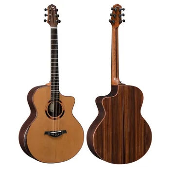 LeChant Solid Kedras Akustinė Gitara,41 Cm LS-JC41A Cutaway Raudonmedžio Atgal ir Pusių Guitarra