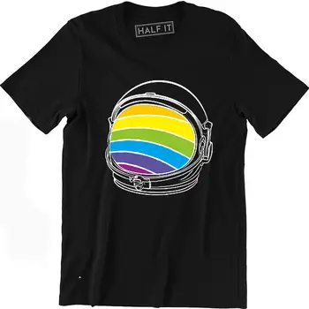 Astronautas Šalmas Spalvinga Linijos Grafinis Marškinėliai - LGBT Bi Gėjų vyriški marškinėliai Tee