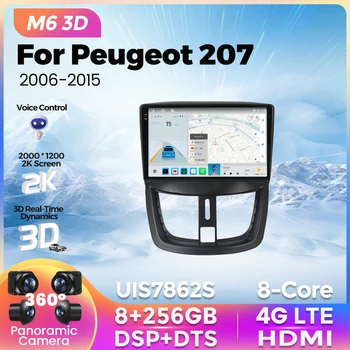NAUJAS 2K M6 Pro Plus 3D Automobilio Radijo Peugeot 207 2006 - 2015 Multimedia Player Automobilių Pažangi Sistema Carplay 