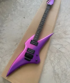 Neįprasta Forma, Violetinė Kūno 6 Stygos elektrine Gitara, su Juoda Aparatūros,Raudonmedžio Fretboard,Pateikti Individualų Paslaugos