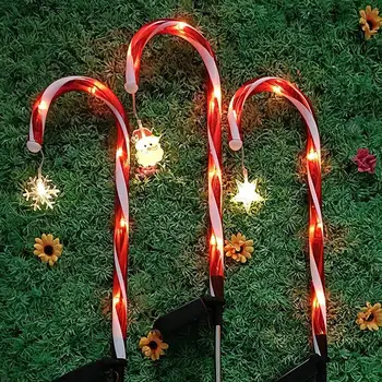 Saulės Kalėdų Saldainiai Cukranendrių Žiburiai Kalėdų Statymų LED Šviesos 3pcs Saldainiai Cukranendrių Apdailos IP65 Vandeniui Kieme Ornamentu