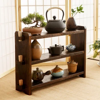 Arbatinukas arbatos stalčiuko multi-layer lentynų smulkūs namų apyvokos arbatos tinkamumo display rack medžio masyvo antikvariniai stovo mažų ornamentais