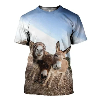 Naujas Juokingi Donkey Marškinėliai Vyrams, Moterims, 3D Spausdinti marškinėliai Atsitiktinis Gyvūnų Stiliaus Marškinėliai, Streetwear Vasaros Viršūnes Moterų trumpomis Rankovėmis