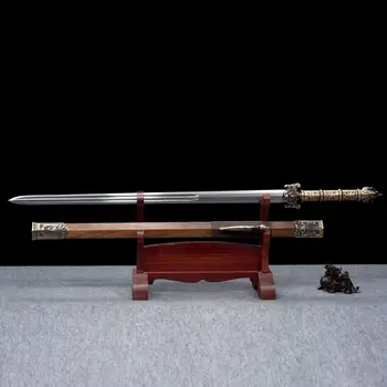 101cm Damasko plieno nekilnojamojo kardas Kinijos kardas aštuoni pusių kino ir televizijos kung fu ginklų, aštrių vidurio amžiaus Dragon katana