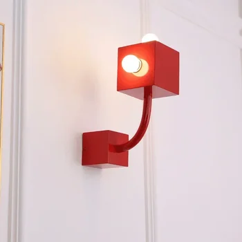 Bauhaus Derliaus Meno Kūrybos Kambarį Dekoro Foną Dekoruoti Miegamojo Sconces Naktiniai Staleliai, Lempa Raudona Kosmoso Kartus Sienos Žiburiai