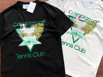 Naujas Kasablanka T-Marškinėliai Vyrams, Moterims Trumpomis Rankovėmis Marškinėliai Apverstas Trikampis Žalia Teniso Klubas Viršuje Tees