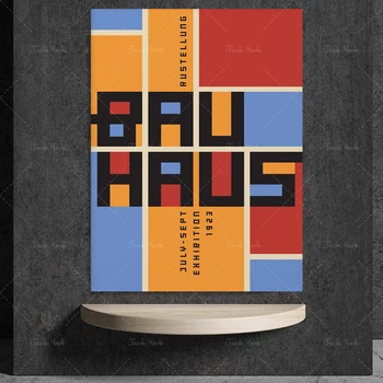 Bauhaus Geometrinis Menas Spausdinti, Bauhaus Skaitmeninis Menas, Bauhaus Parodos Plakatas, Bauhaus Plakatas, Derliaus Plakatas, Bauhaus Meno