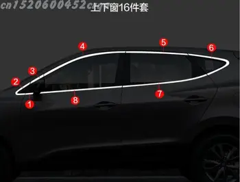 Aukštos kokybės Automobilių stiliaus nerūdijančio plieno Juostelės, Automobilių Langų Apdaila Apdailos Reikmenys Hyundai IX35 2010-2017