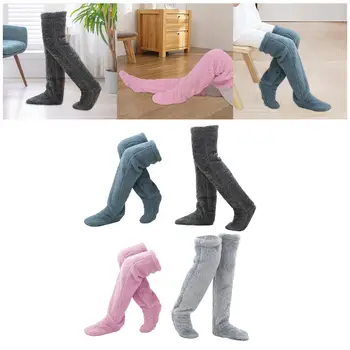 Pliušinis Kojų Šildytuvus Pėdų Įvyniojimas Kojos Gyvulių Miega Kojinės aukštakulniais Kojinės virš Kelio Fuzzy Kojinės Miegamojo, Moterims, Vaikams