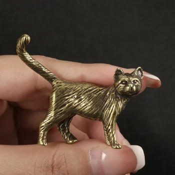 Retro Brass Animacinių Filmų Persų Katė Statula Darbalaukio Ornamentu Mielas Amatų Reikmenys, Smulkių Gyvūnų Statulėlės Miniatiūriniai Namų Dekoracijos