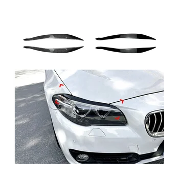 BMW 5Series F10, F11, Vėliau 15-17 Anglies Pluošto Priekinis priekinis žibintas Padengti Garnyras Juostelės Antakių Padengti Apdaila Lipdukas