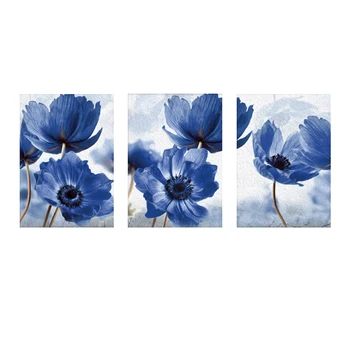Mėlynos Gėlės Aliejaus Tapybai, Abstrakčiai Augalų Sienos Menas, sienų dekoras Drobė Spausdina Plakato Nuotrauką Kambarį, Estetinį Namų Dekoro