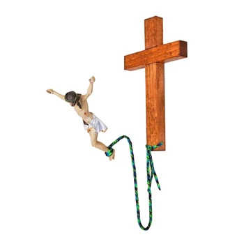 Naujoviškas Bungee Jumping JesusChrist Pav Medienos Religinis Menas
