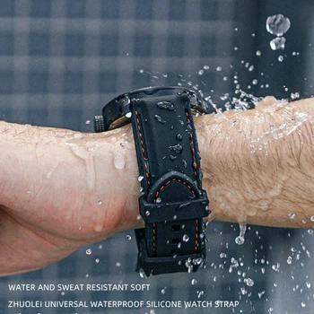 Silikono watchband Bet prekės Laikrodžiai Reikmenys, Sporto apyrankės 20mm 22mm 24mm juoda lankstymo sagtimi Riešo dirželis, atsparus vandeniui