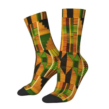 Afrikos Kente Audinio Dizainas Mens Įgulos Unisex Kojinės Mielas 3D Atspausdintas Tradicinių Afrikos Etninės Modelio Suknelė, Kojinės