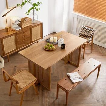 Vynuogių austi medžio masyvo valgomojo stalas, Mažas butas Šiaurės paprasta arbata lentelė pietų stalo