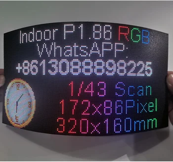 P1.86 Patalpų Spalvotas LED Ekranas 320x160mm lanksčiojo modulio,LED Matricos RGB Skydelis 172x86,1/43 Skenavimas,HUB75E uosto