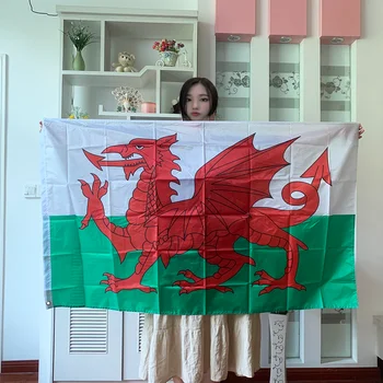 zwjflagshow vėliavos Velso Vėliava 90*150cm Velse red Dragon Cymru, UK United Kingdom sąjungos vėliava poliesteris Didžiosios Britanijos Reklama