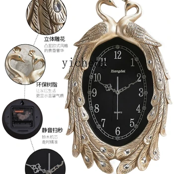XL Kambarį Povas Sieninis Laikrodis Home Art Pocket Watch Kvarcinis Laikrodis Miegamasis Ultra-Quiet Laikrodis