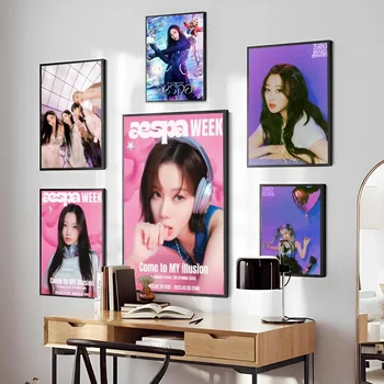 1pc K-POP Aespa Plakatas Popieriaus, Spausdinimo Namų Miegamojo Įėjimas, Baras, Kavinė Meno Tapybos Apdaila