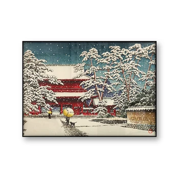 Zojoji Šventykla Sniego Kawase Hasui Derliaus Japonų Meno Plakatas Ukiyoe Sienos Menas Drobė Spausdinti Azijos Namų Dekoro Housewarming Dovana