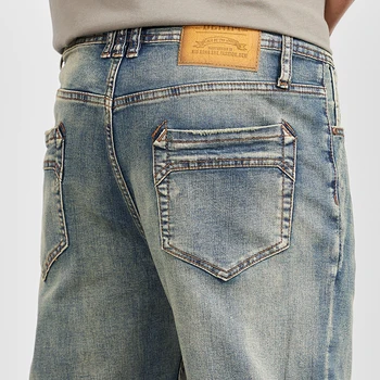 Iki 2023 m. Pavasarį, Rudenį, Nauji Slim Mažos Tiesios Derliaus Užtrauktukas Jeans vyriški Laisvas Ruožas Nostalgiškas vyriškos Laisvalaikio Kelnės
