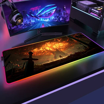 World Of Warcraft RGB Kilimėlis Didelis Žaidimų Mousepads Šviesos Pelės Mygtukai WOW Didelis Stalas Mygtukai LED Pelės Kilimėlis XL Klaviatūra su foniniu Apšvietimu Kilimėliai