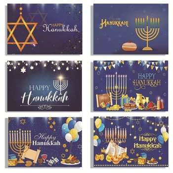 Švęsti 5Set Hanukkah Atostogų Sveikinimo Atvirukai Religinių Dizaino, su Blizgučiai ir Vokai
