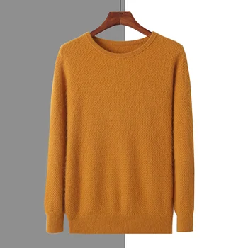 Rudenį ir žiemą 100% grynas audinės O-kaklo vyrų megztinis sutirštės mados šiltos megztos audinės megztinis