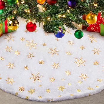 38CM Kalėdų Eglutė Sijonas Baltos Snaigės Dirbtiniais Kailiais Pliušinis Kalėdos Medžių Bazės Padengti Papuošalai Naujųjų Metų Navidad Šalis Dekoro Kilimas