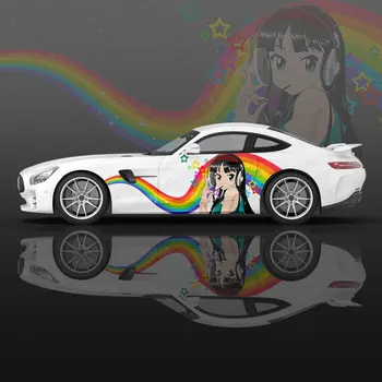 Vaivorykštė Anime Mergaitė Automobilį Grafinis Decal Apsaugoti Visą Kūną Vinilo Įvyniojimas, Modernus Dizainas, Vaizdo Wrap Dekoratyvinis Lipdukas Automobilio Lipdukas