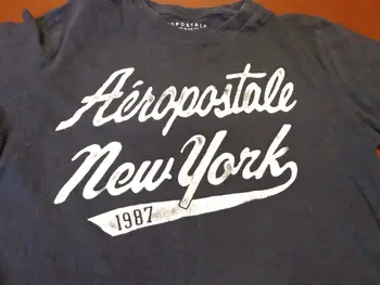 Aeropostale Trumpas Rankovės NEW YORK 1987, T-Marškinėliai Dydis: XS, Tamsiai Mėlynos Tee F9