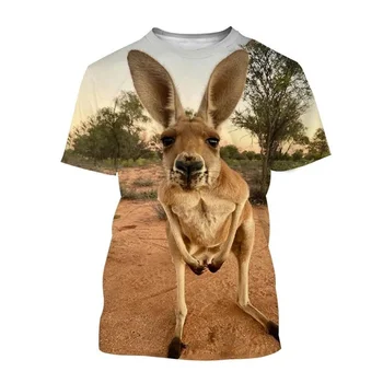 Karšto Pardavimo 3D Spausdinimo Gyvūnų Kengūros marškinėliai vyriški trumparankoviai Megztinis marškinėliai Atsitiktinis Apvalios Kaklo Vasaros Gatvės Viršūnes Tees